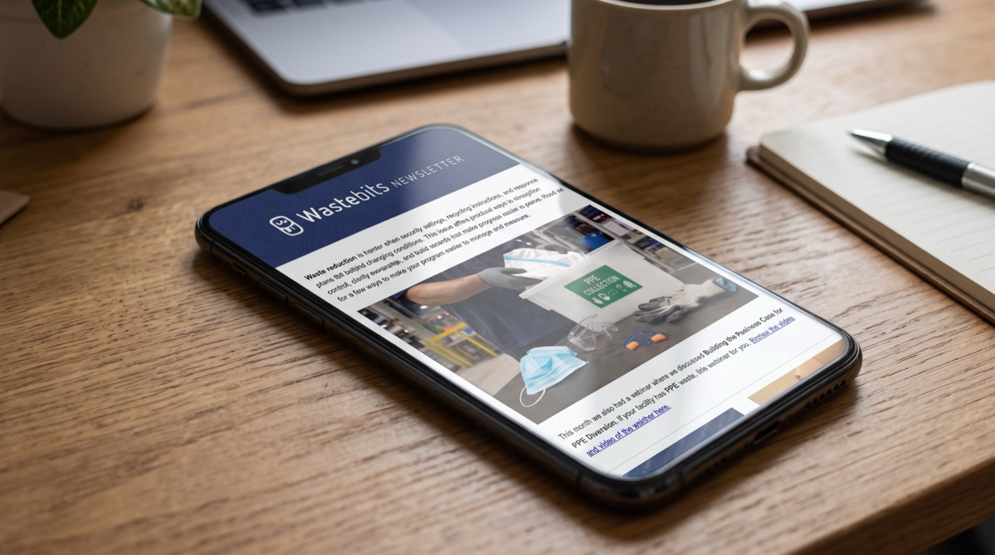 The Wastebits newsletter open on a phone
